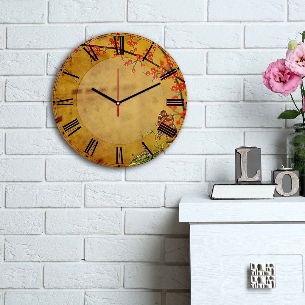 Opviq, 3030MS- HMA6195, Bunt, Wanduhren, 30 cm, 100% MDF (Dicke: 5 mm)