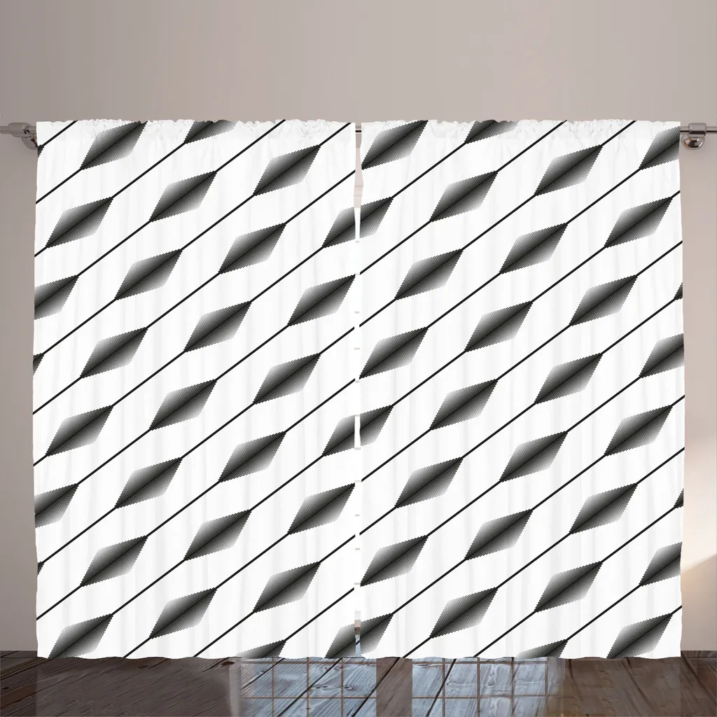 Paire de rideaux de salon à motifs lignes demi-teinte 280x225 cm blanc