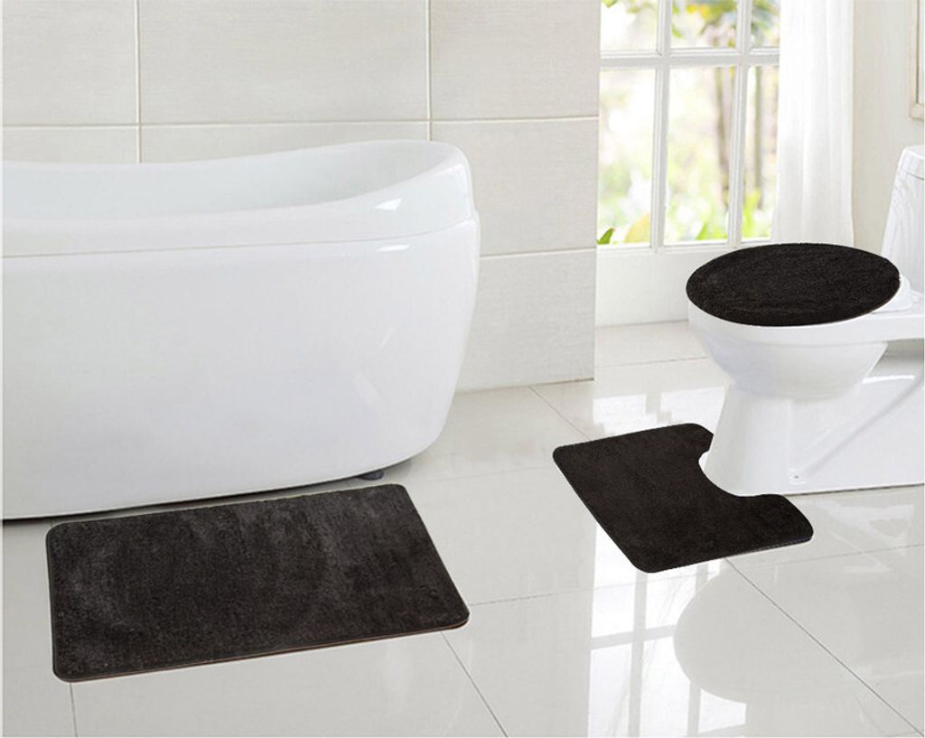 3-teiliges Badezimmer Teppich-Set, rutschfeste Microfaser, Produktbild 4