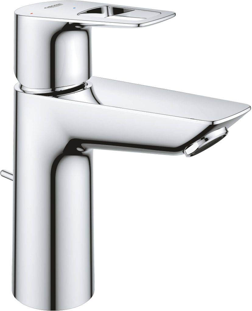 Grohe Einhand-Waschtischbatterie BauLoop 23887_1, M-Size, Energie-Sparfunktion Mittelstellung kalt, Einlochmontage, Temperaturbegrenzer, maximaler ...