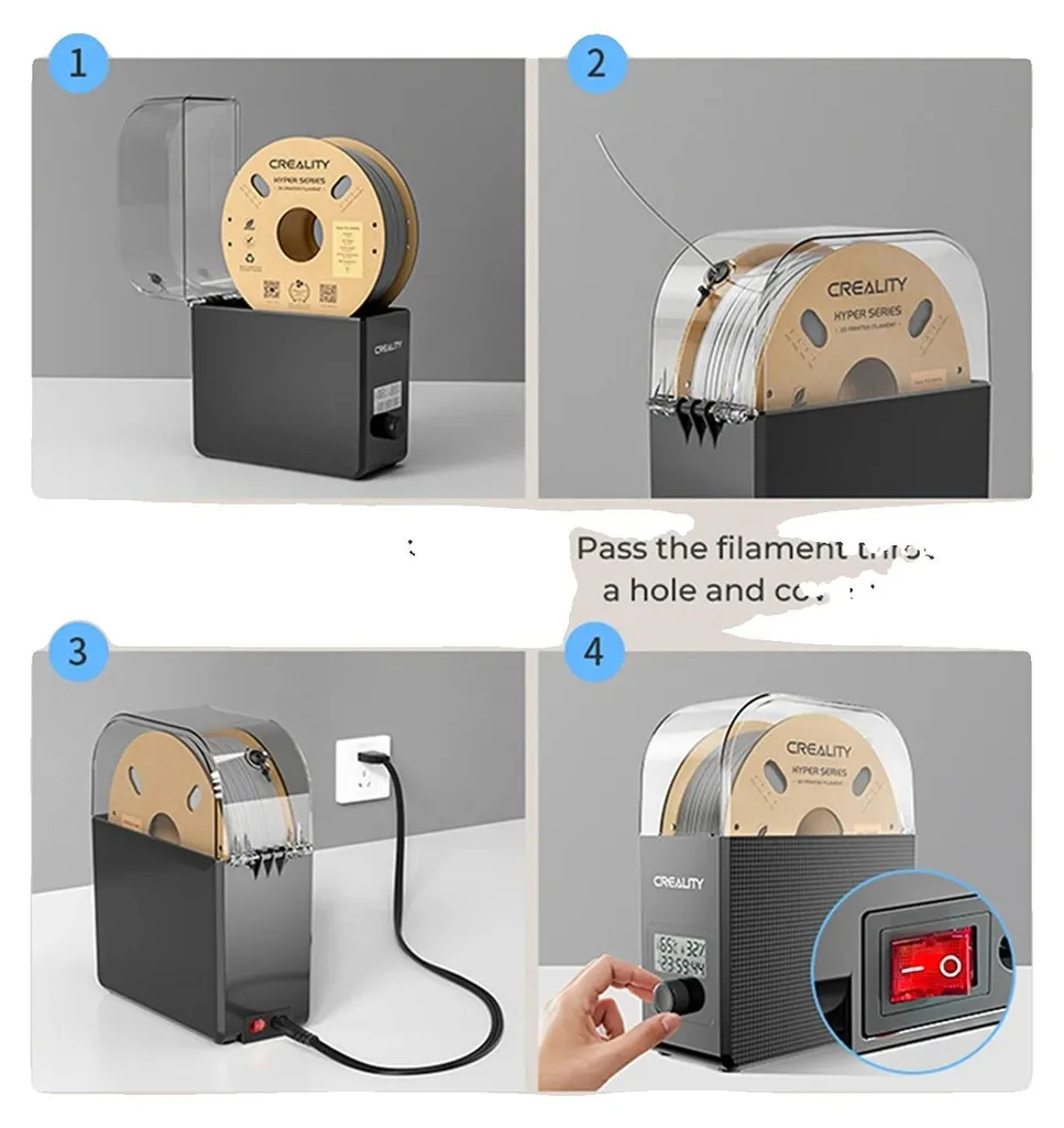 Boîte de séchage filaments 3D : Chauffage 360° et température modulable