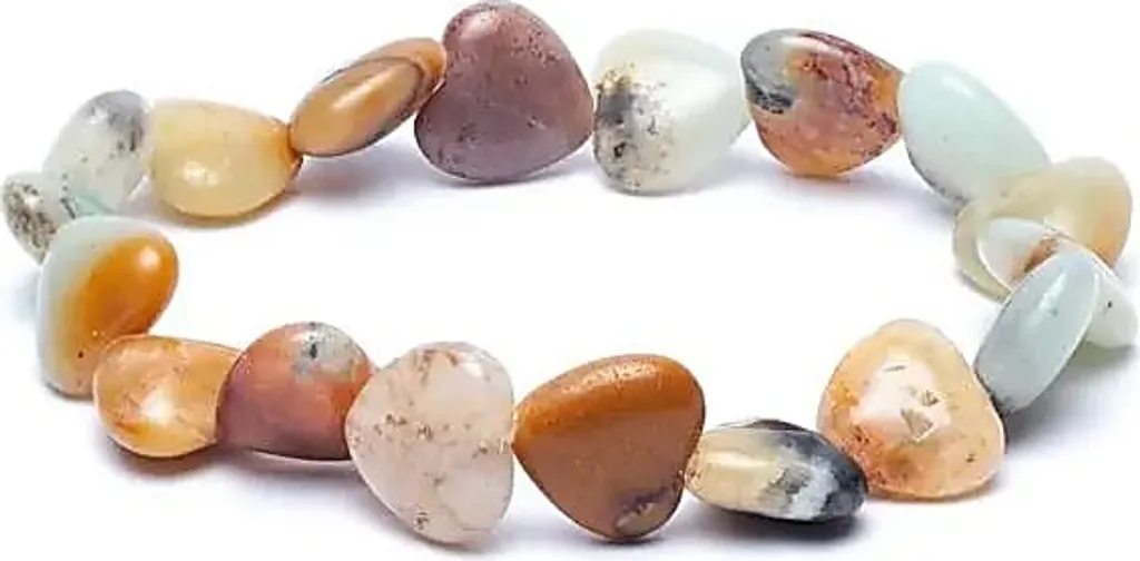 Bracelet Amazonite naturelle 10mm avec charms cœurs - Lot de 2 pièces