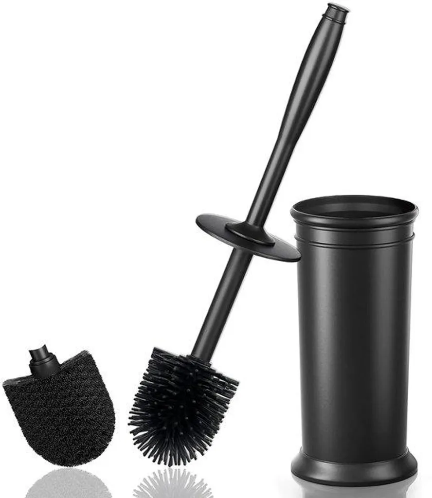 Brosse de toilettes en silicone noir à 2 têtes pour un nettoyage complet
