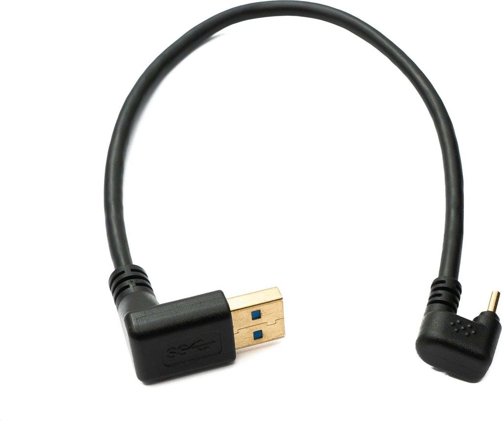 SYSTEM-S USB 3.1 Kabel 30 cm Typ C Stecker zu 3.0 A Stecker 180° U Turn Winkel aufwärts gewinkelt Adapter 5 Gbit/s 100W