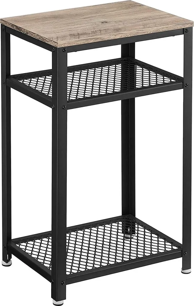 Bout de canapé industriel table d'appoint 2 niveaux en métal et bois