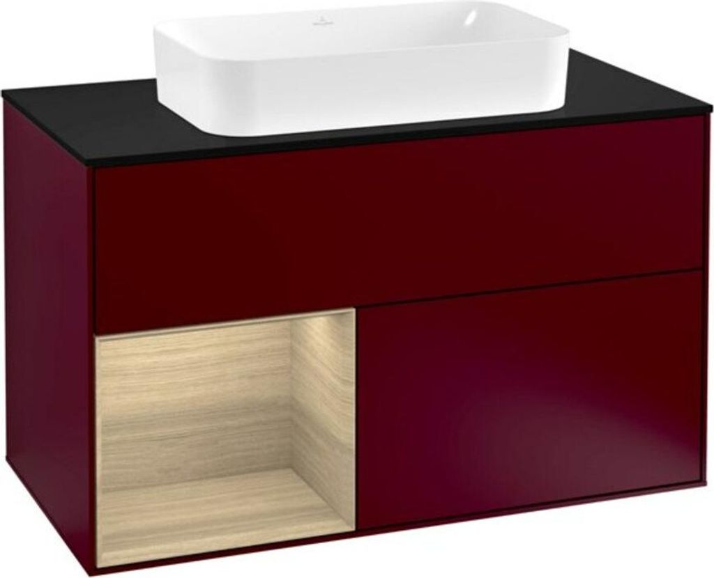 V&B Waschtischunterschrank Abdeckplatte bla m Finion 100x60,3cm, Reg li Oa Veneer, Peony Matt