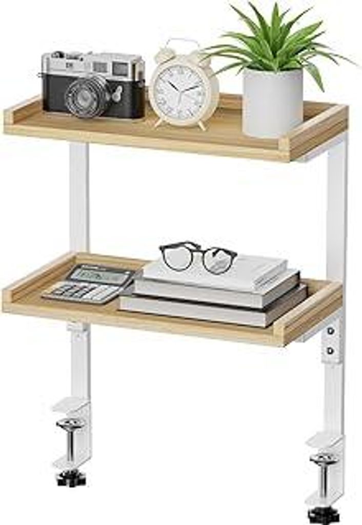 THYGIFTREE Anklemmbares, hochwertiges 40 cm Industrierohr-Tischregal mit 2 Ebenen, robuster Schreibtisch-Erweiterungs-Organizer, modernes Schreibti...