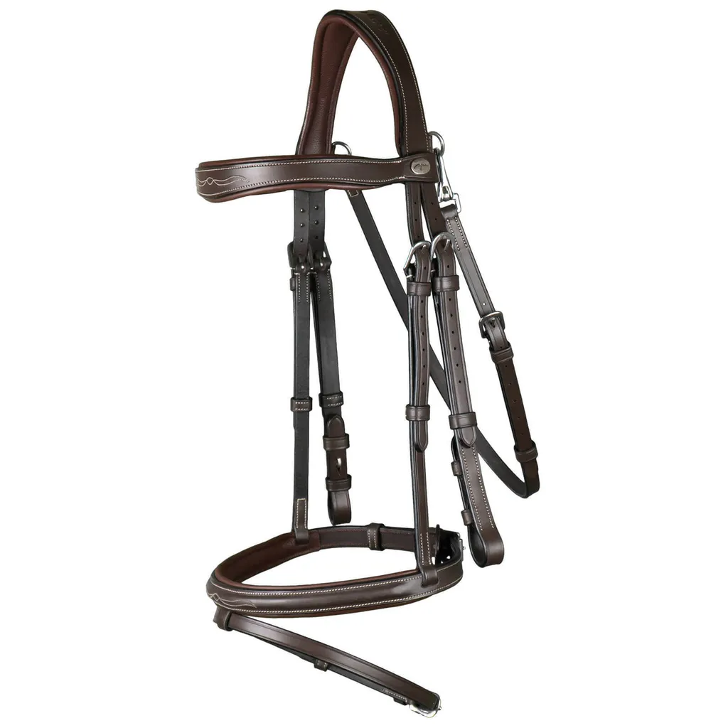 Bridon de filet d'équitation en cuir marron foncé taille Cob
