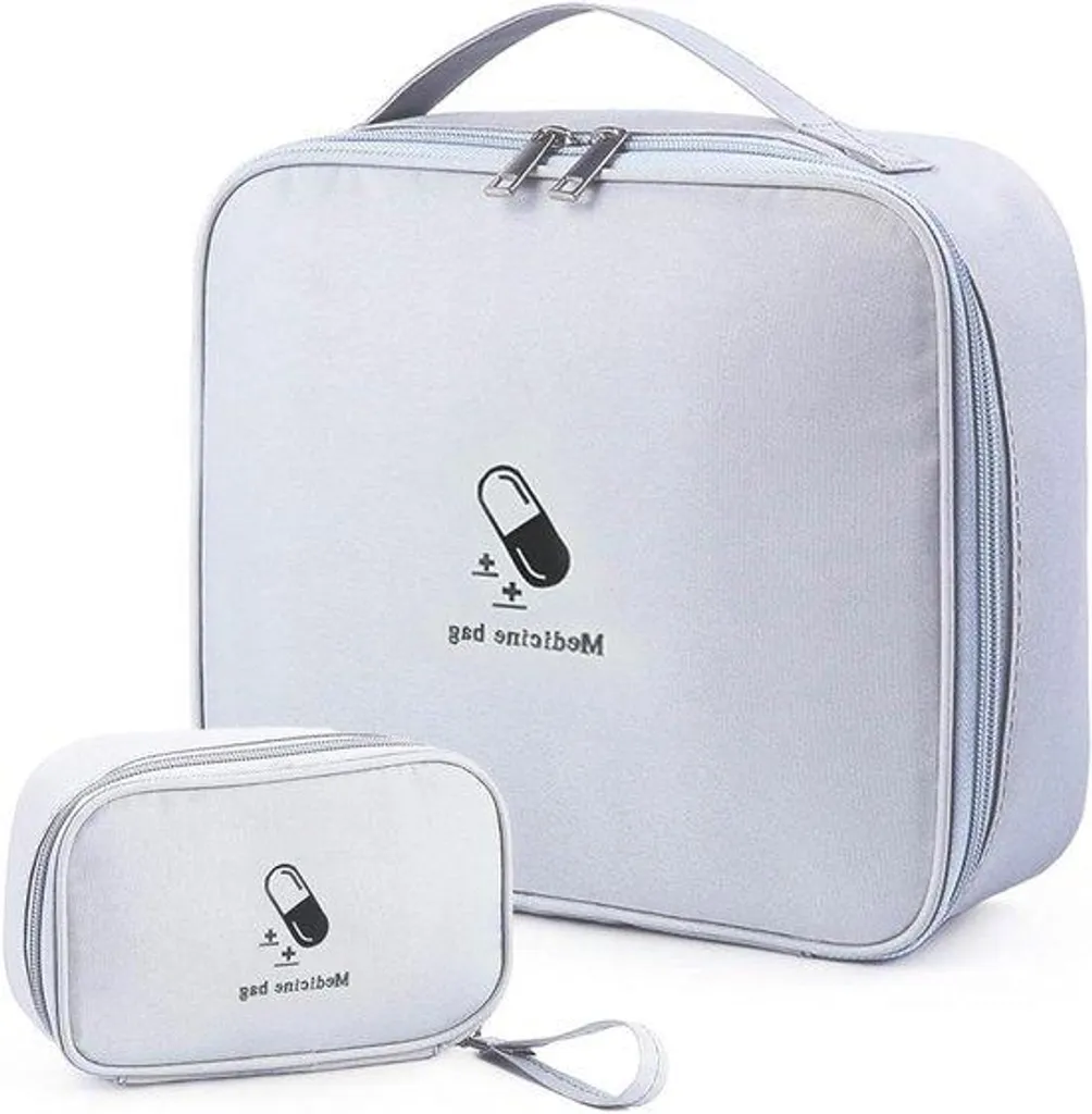 Sac d'urgence vide pour médicaments - Trousse pharmacie 2 pcs grise - 3