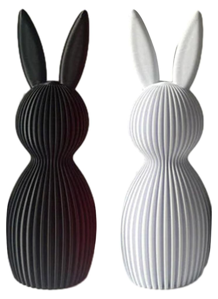 1/2 Stück Osterhasenfigur, 3D-gedruckte gerippte Hasenstatue, Skulptur, Dekoration für Zuhause, Büro, Feiertage, Party, Tischdekoration