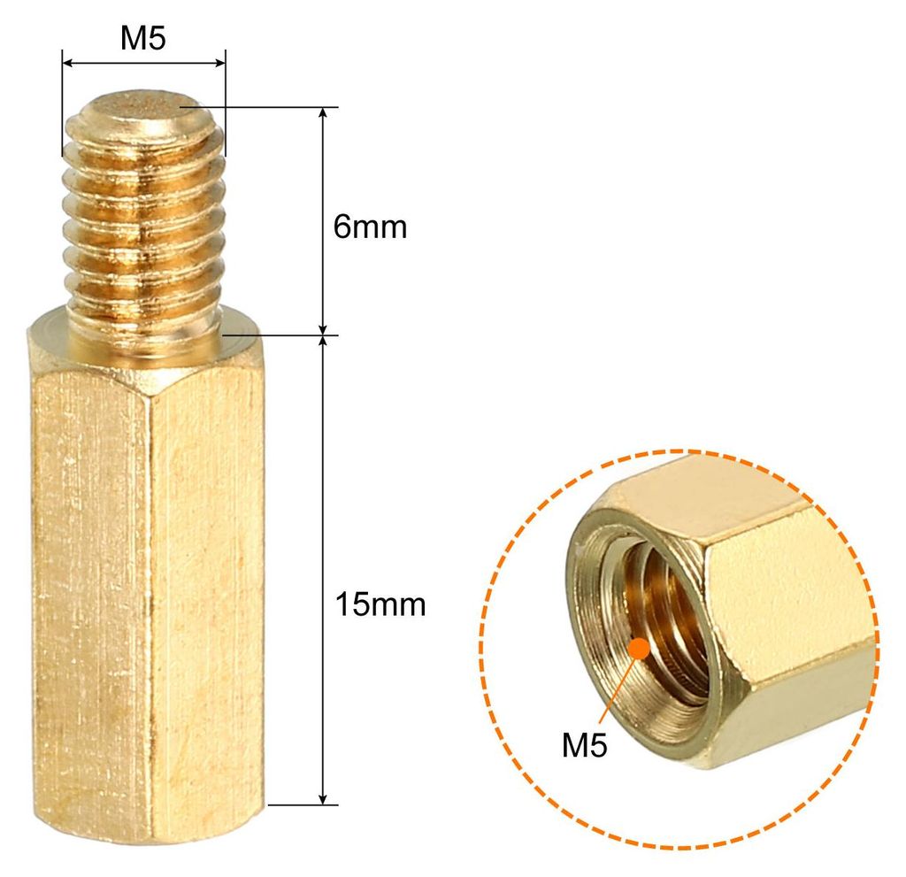 15mm+6mm M5 Abstands Schrauben, 20 Pack Messing Hex PCB Abstandshalter Gewindemutter Abstandsbolzen fš¹r Mutter Bretter, Computer Geh?use, Leiter...