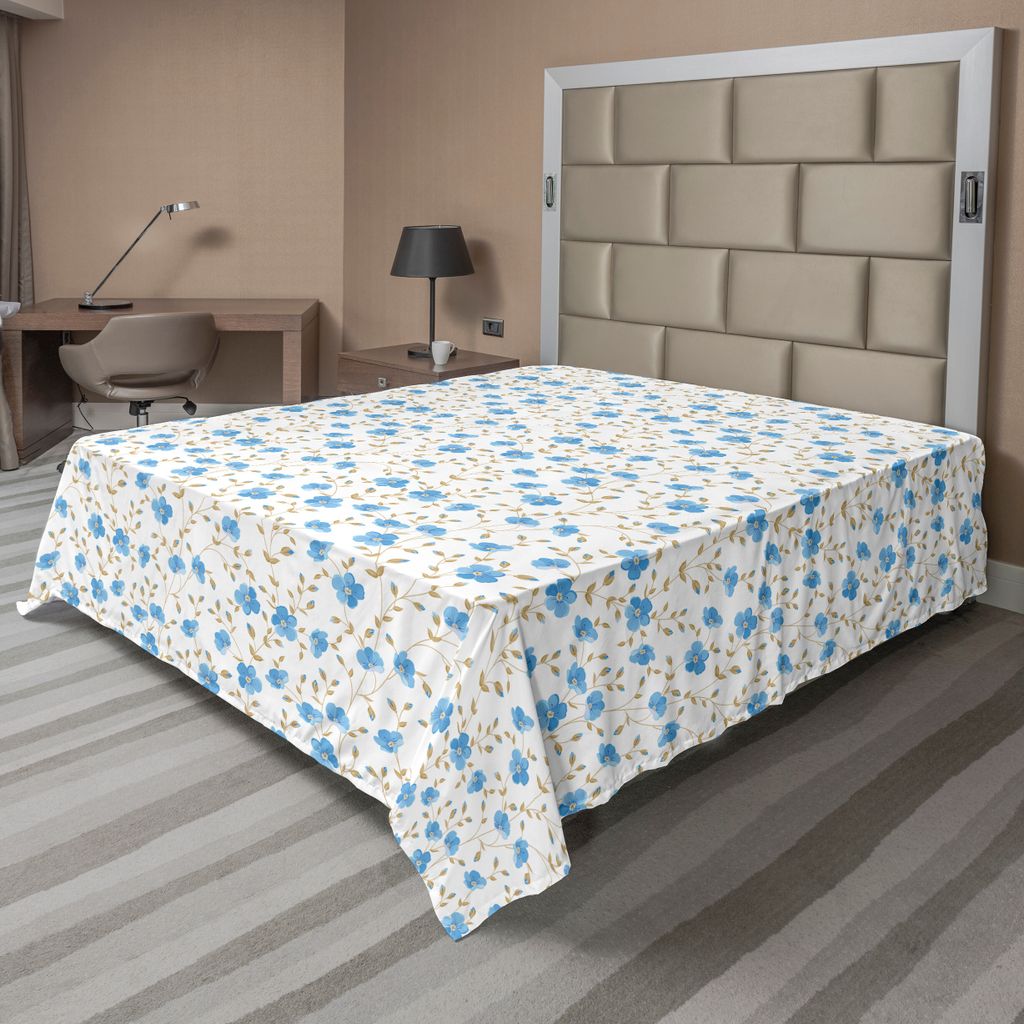 ABAKUHAUS Blume Bettlaken, Feld Blumen Verzieren Sunshines Blüht Ferien Fantasie Kunstvolles Design, weiches bequemes oberes Bettlaken für ein de...