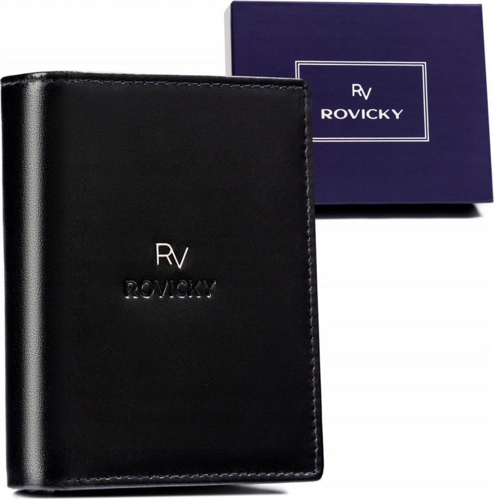 Rovicky | Herren-RFID-Geldbörse, aus echtem Leder, Schwarz, 10x13 cm