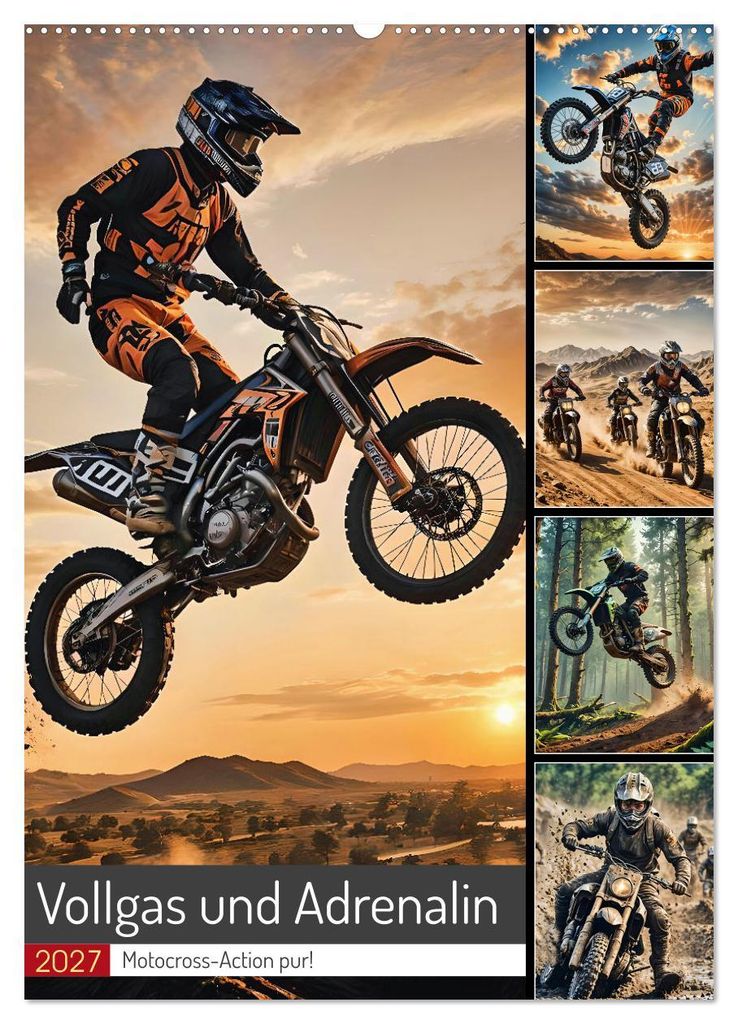 Vollgas und Adrenalin - Motocross-Action pur! (Wandkalender 2027 DIN A2 hoch), CALVENDO Monatskalender