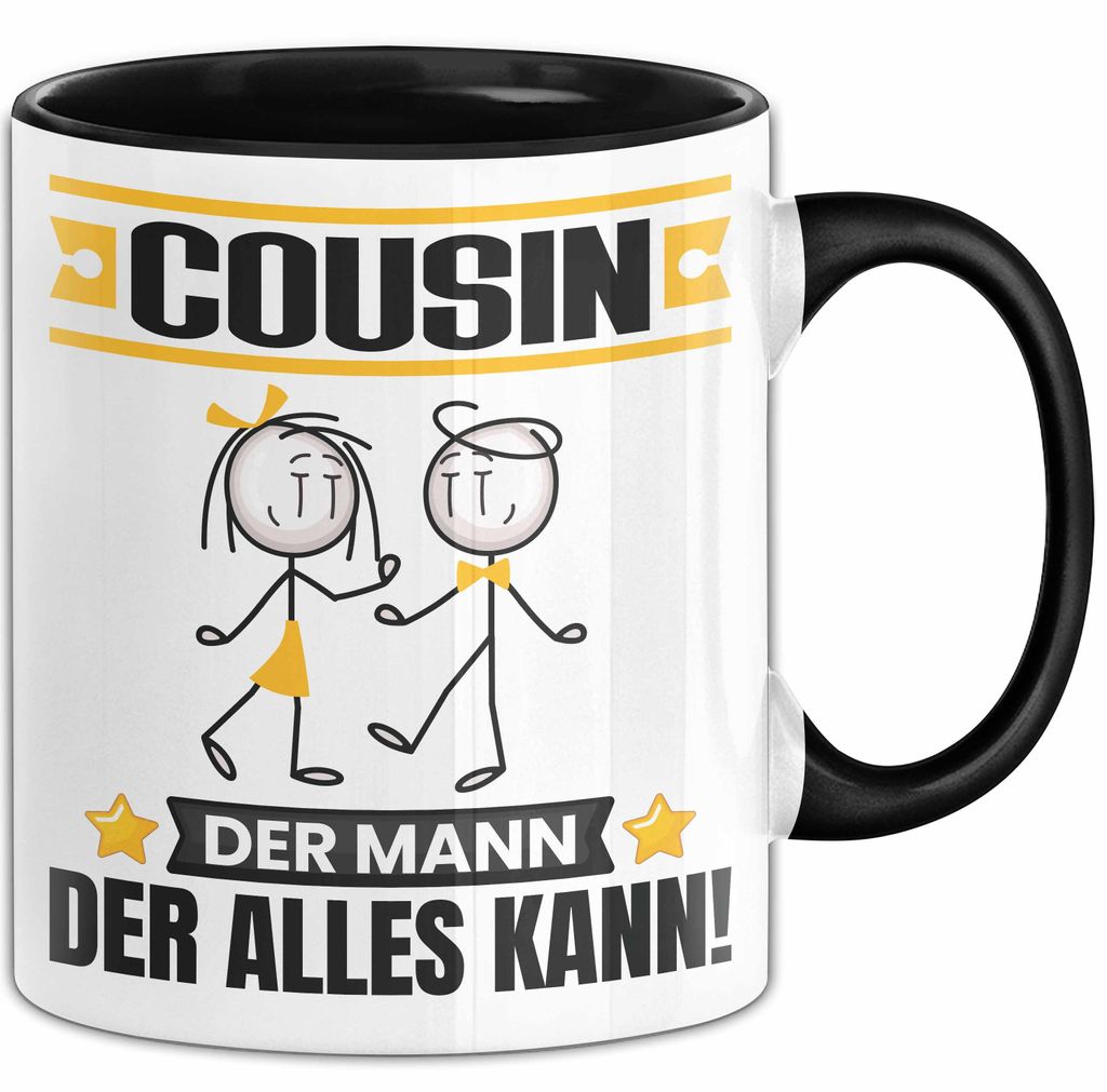Cousin Tasse Geschenk für Cousin Der Mann Der Alles Kann Geschenkidee zum Geburtstag (Schwarz)