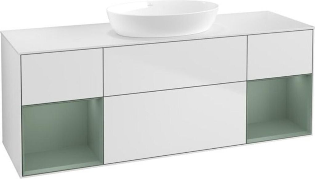 V&B Waschtischunterschrank Finion 160cm, Pl w m, Reg Oli. m Lac, wh. m Lac
