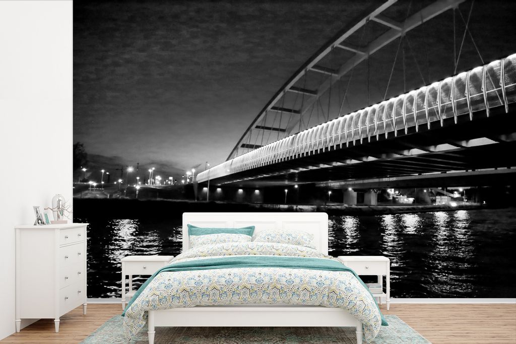 MuchoWow Fototapete für Wohnzimmer oder Schlafzimmer Wandtapete Vinyl Motivtapete Brücke über den Rhein in der niederländischen Stadt Utrecht...