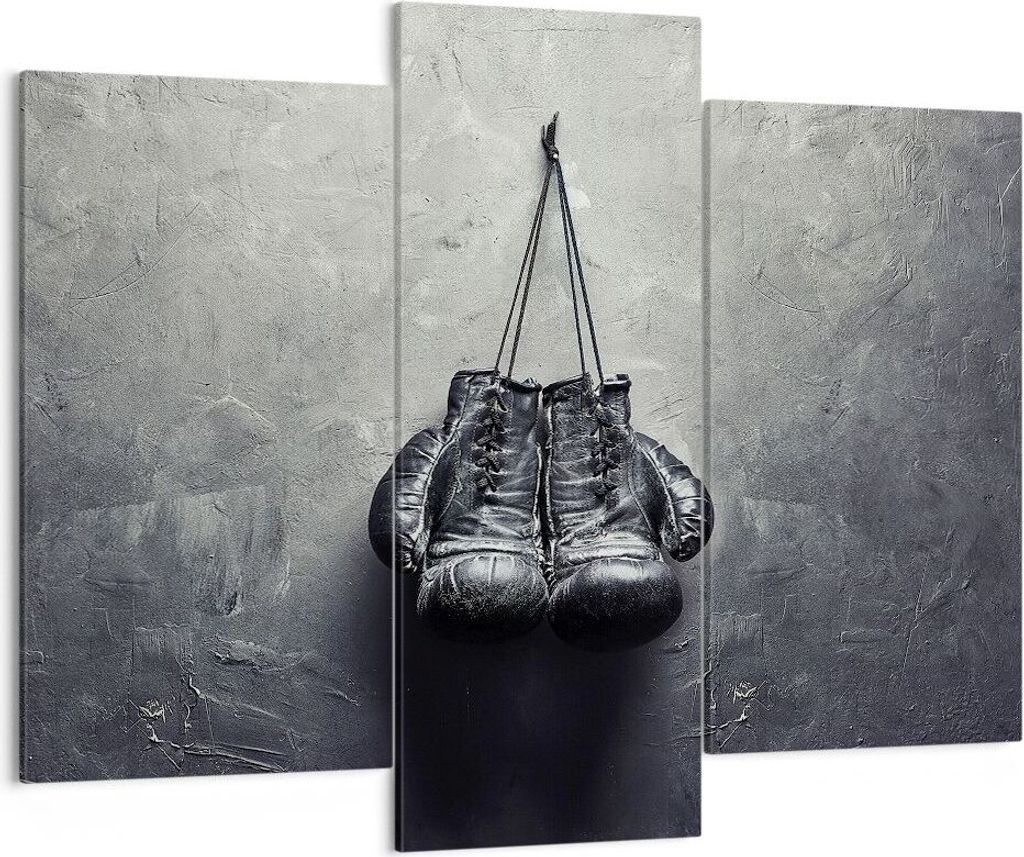 Bild auf Leinwand - Leinwandbild - 3 Teile - Box Handschuhe Symbol - 130x100cm - Wand Bild - Wanddeko - Wandbilder - Leinwanddruck - Bilder - Wandd...