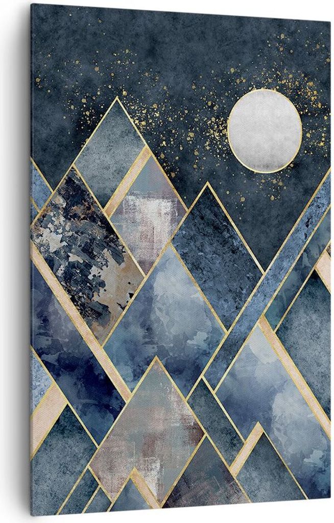 Bild auf Leinwand - Leinwandbild - Einteilig - Figuren Geometrisch Berge - 80x120cm - Wand Bild - Wanddeko - Wandbilder - Leinwanddruck - Wanddekor...