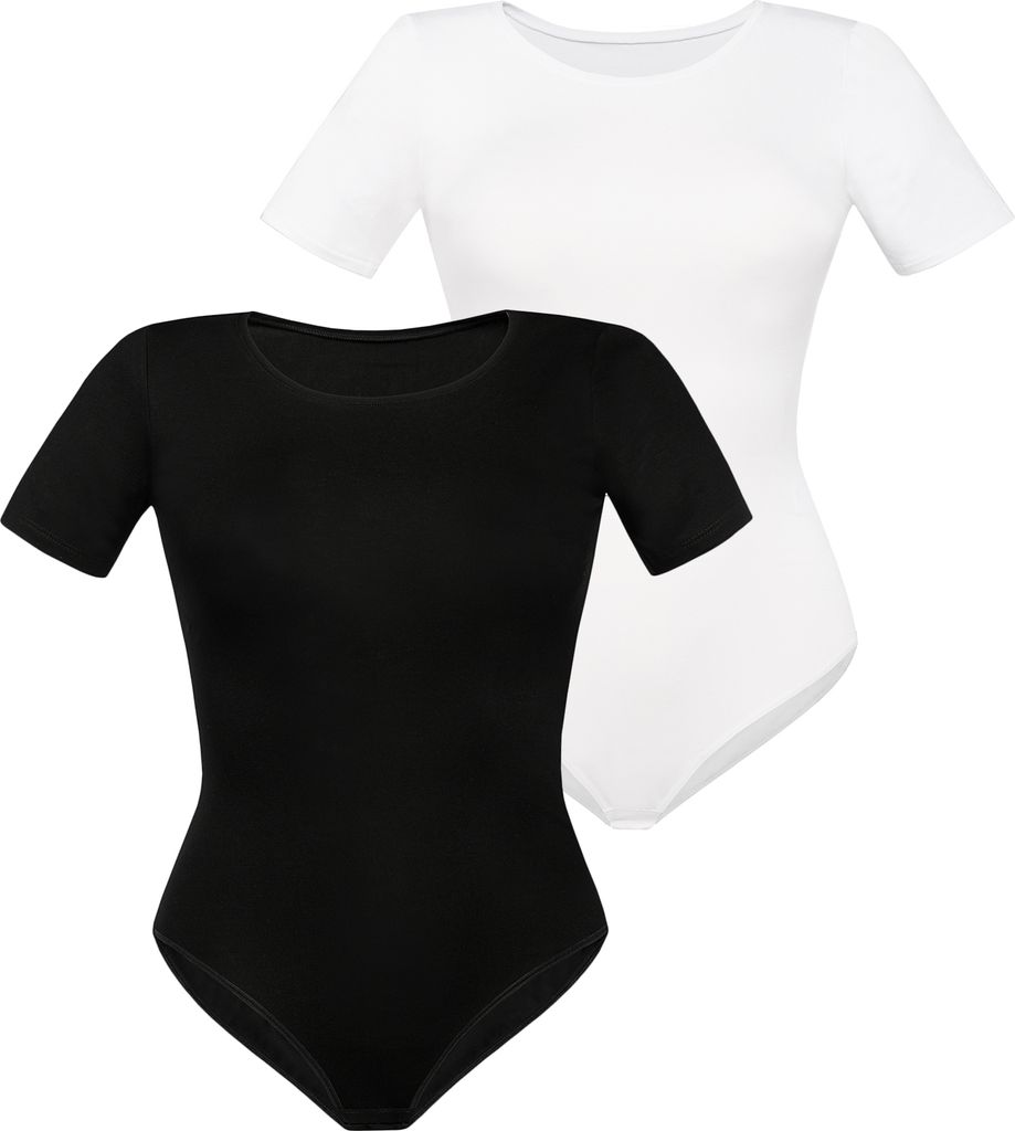 Teyli 2er Pack: Bodysuit für Frauen mit kurzen Ärmeln Shirty Female 2403-2_bl-wh mehrfarbig XXL