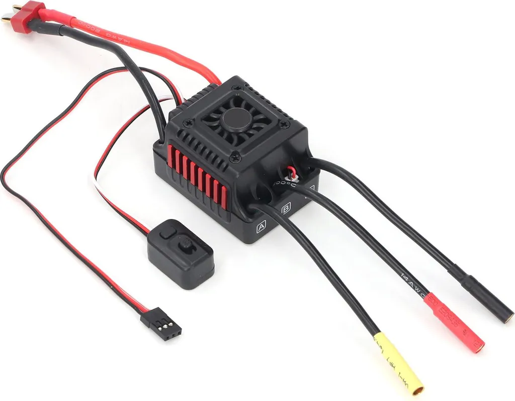 ESC Brushless 45A Capteur pour Voiture RC 1/10 Étanche Prise T-Plug Rouge