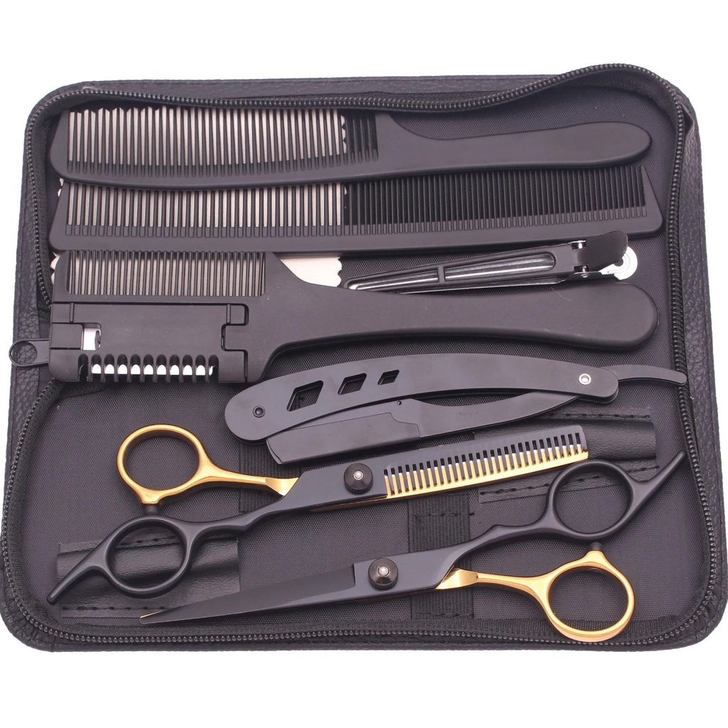Professionelles Friseurscheren Haarschneide set 10 teil. - 6.0 Zoll Edelstahl Friseur Schere & Kamm Set NEU &- Haarschere Set Styling Set Unisex