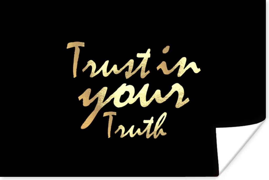 MuchoWow Poster Zitat - Vertrauen - Gold 90x60 cm - Schlafzimmer