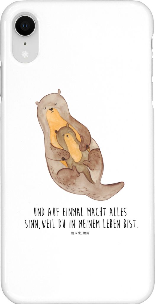 Mr. & Mrs. Panda Iphone XR Handyhülle Otter Kind - Weiß - Geschenk, Baby, Premium Kunststoff, Mama, Handy Case, Familie, Geburt, Mutter