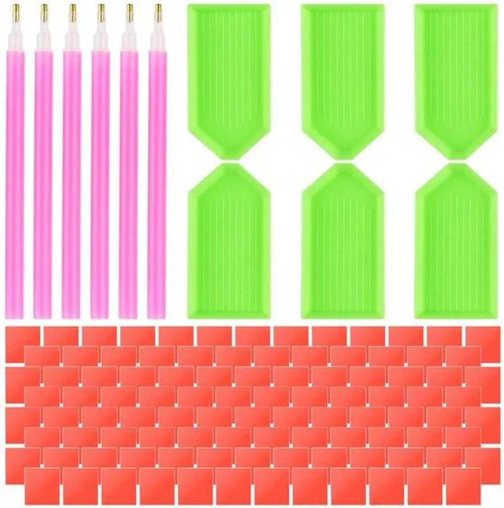 Kit Peinture Diamant 5D : 6 Plateaux, 100 Colles et Pinceaux de Précision