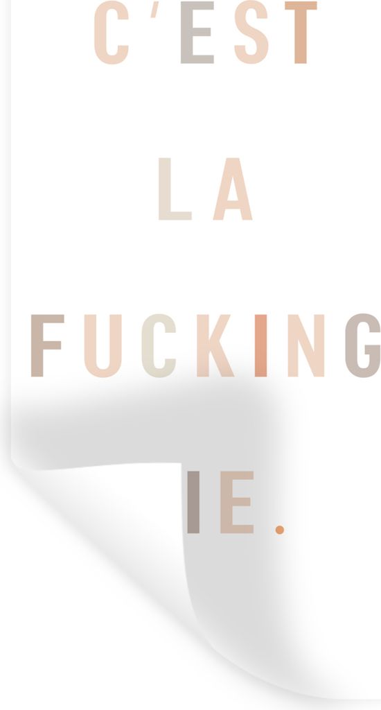 MuchoWow Wandtattoo Wandsticker Wandaufkleber Text - Zitate - C'est la fucking vie - Leben 60x120 cm Selbstklebend und Repositionierbar - Selbstk...