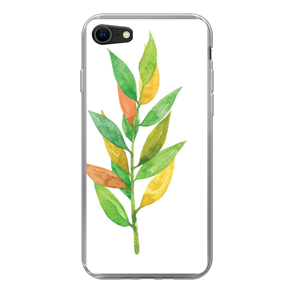 MuchoWow Handyhülle Schutzhülle Hülle für iPhone 8 Aquarelle - Blätter - Pflanzen Silikon Softcase Handy Hülle - Schutzhaube