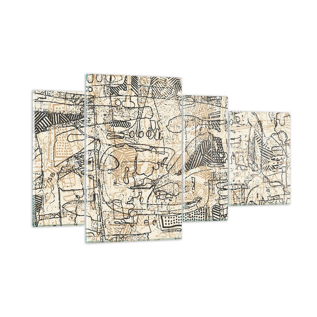 Bilder auf glas - 4 Teile - Graffiti Kritzeleien Zeichnen - 120x70cm - Glasbilder - Wandbilder - Bilder - Wanddekoration aus Glas - Glas Bilder - W...