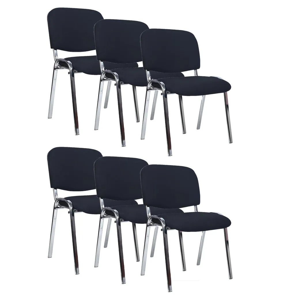 Chaise de réunion empilable SONDE confort rembourré et acier chromé noir