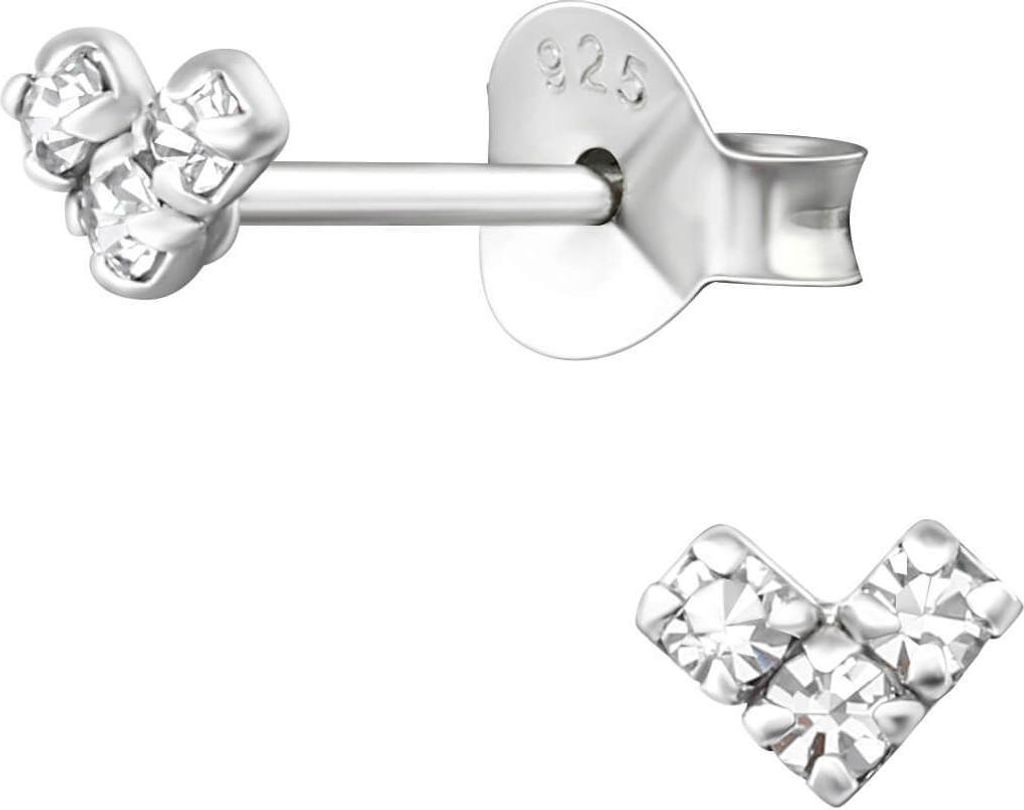 Ohrringe 925 Sterling Silber Ohrstecker Herz mit Kristallen Produktbild 