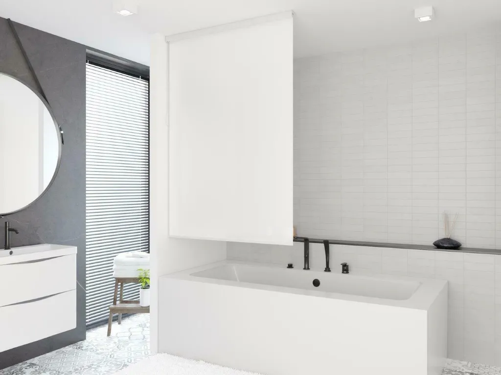 Tenda a Rullo Doccia 160 Bianco - Mezzo Cassetto Alluminio Solido