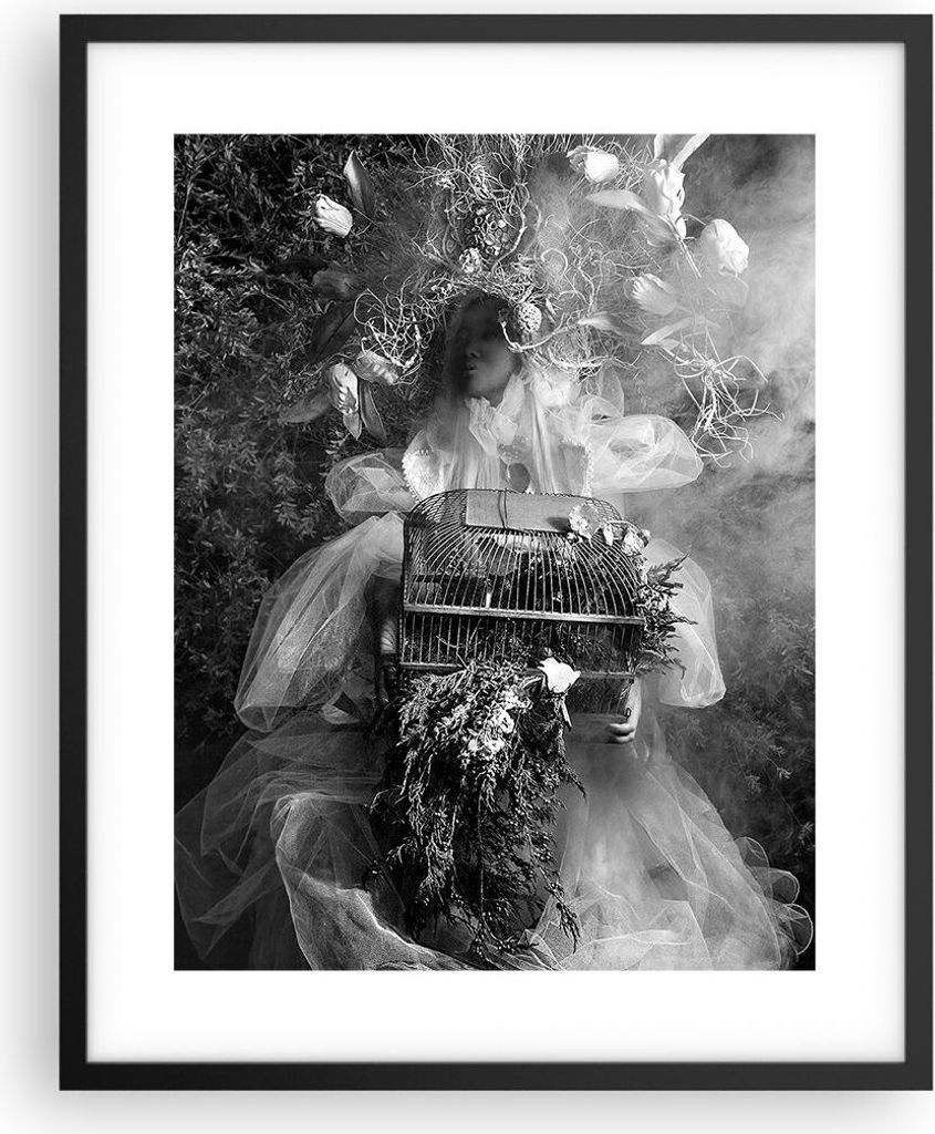 Gerahmtes Poster - Schwarzer Rahmen - Retro Vintage Frau - 40x50 cm - Wand Bild - Wanddeko - Wandbilder - Kunstposter - Wandposter - Bilderrahmen -...