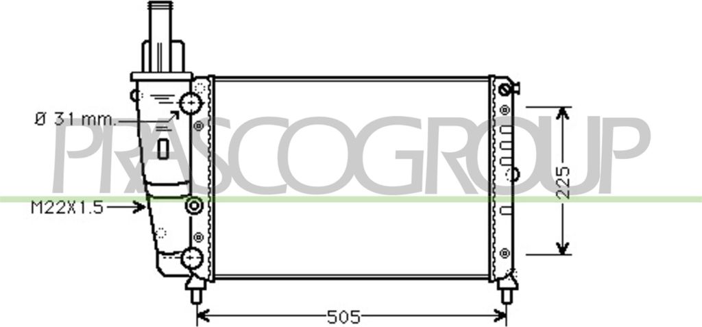 PRASCO FT132R001 Kühler Wasserkühler Motorkühler für FIAT PUNTO (176) für LANCIA Y (840A)