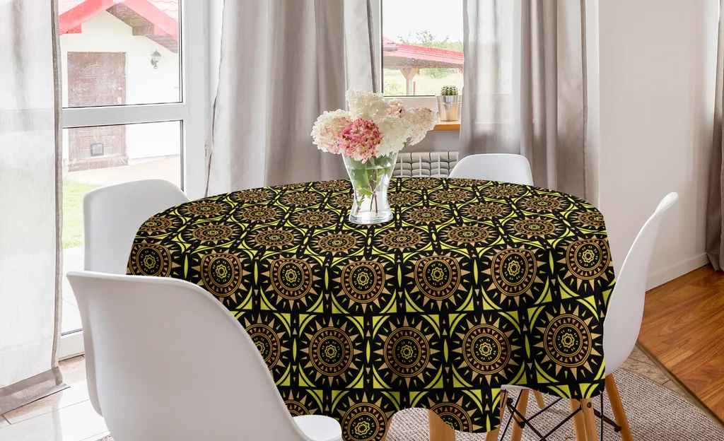 Tovaglia Rotonda Mandala Orange 150cm | ABAKUHAUS Decorazione Etnica