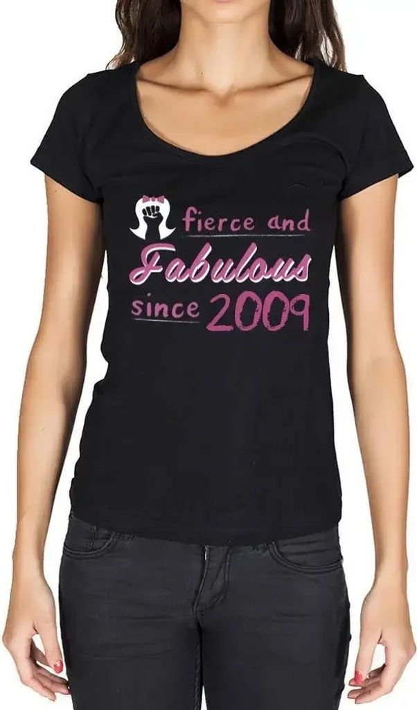 Damen Grafik T-Shirt Kämpferische und fabelhafte Frau seit 2009 – Fierce and Fabulous Woman Since 2009 – Geschenk 15. Geburtstag Jahrestag 15 ...