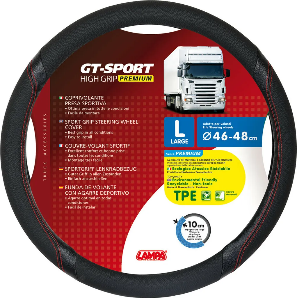 Coprivolante Lampa GT-Sport Skeentex L 46/48 cm Nero Rosso | Camion