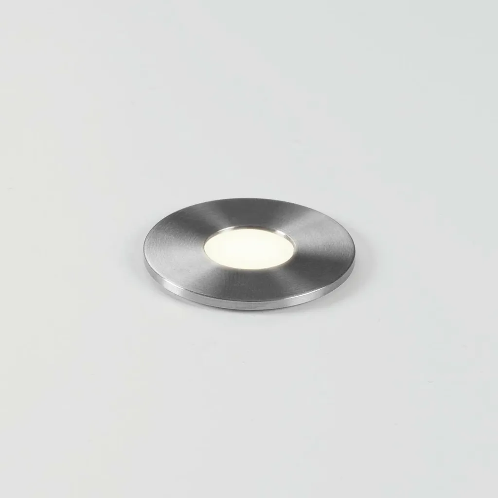 Spot LED au sol ASTRO Terra Round 28 1W 3000K acier brossé IP65
