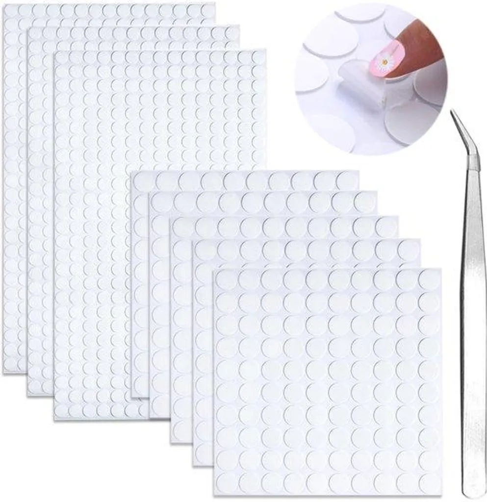 Pastilles rondes autocollantes transparentes amovibles - Lot de 1280