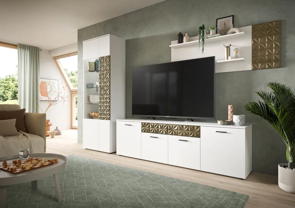 Prisma étagère murale 2 niveaux blanc mat style géométrique moderne - 4