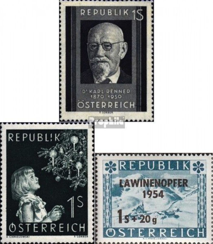 Briefmarken Österreich 1951 Mi 959,994,998 (kompl.Ausg.) Produktbild 