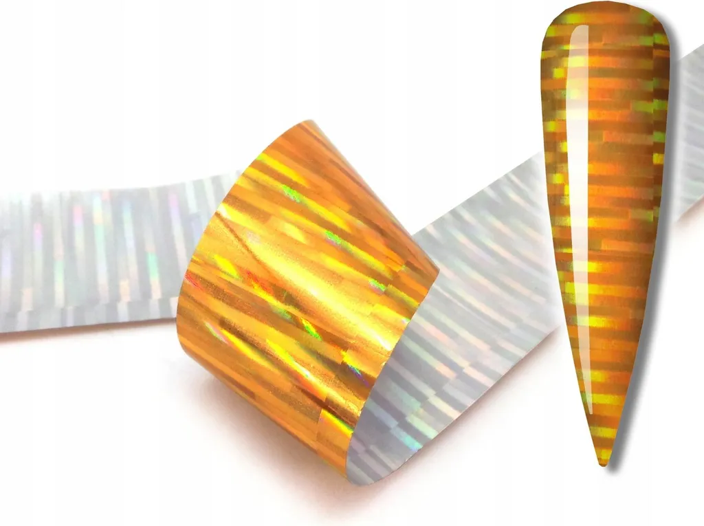 Nail Art Foil Oro Holo 10x2,5cm: Decorazione Professionale Effetto Strisce