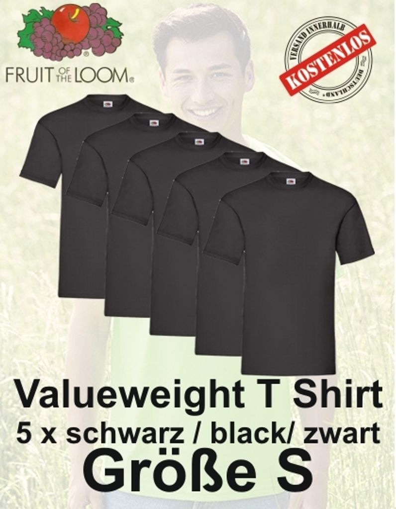 Lot de 5 t-shirts Fruit of the Loom Valueweight Couleur : Image du produit 