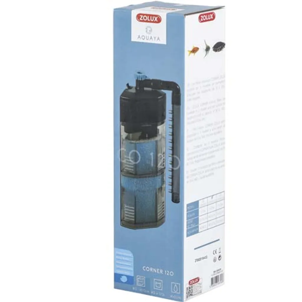 Filtre d'Angle pour Aquarium 120L ZOLUX : Gain de Place et Eau Cristalline