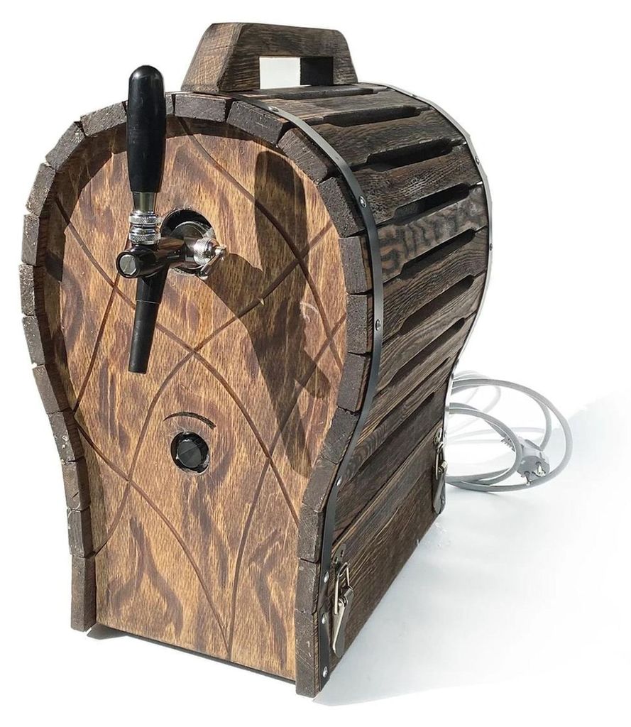 Zapfanlage, Bierzapfanlage, Bierkühler JET 30 mit Holzfass Optik