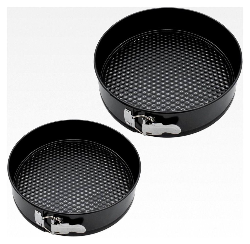 Backform Set 2-teilig rund dunkelgrau PFOA-frei - 26 / 24 cm - Kuchenform mit Antihaftbeschichtung - Flachboden Tortenform hitzebeständig bis 230°