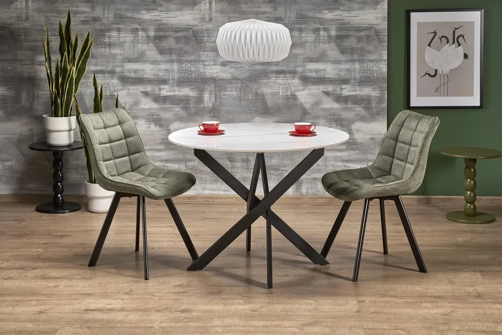 Table ronde EDGAR 2 en marbre blanc et noir - Design chic et moderne